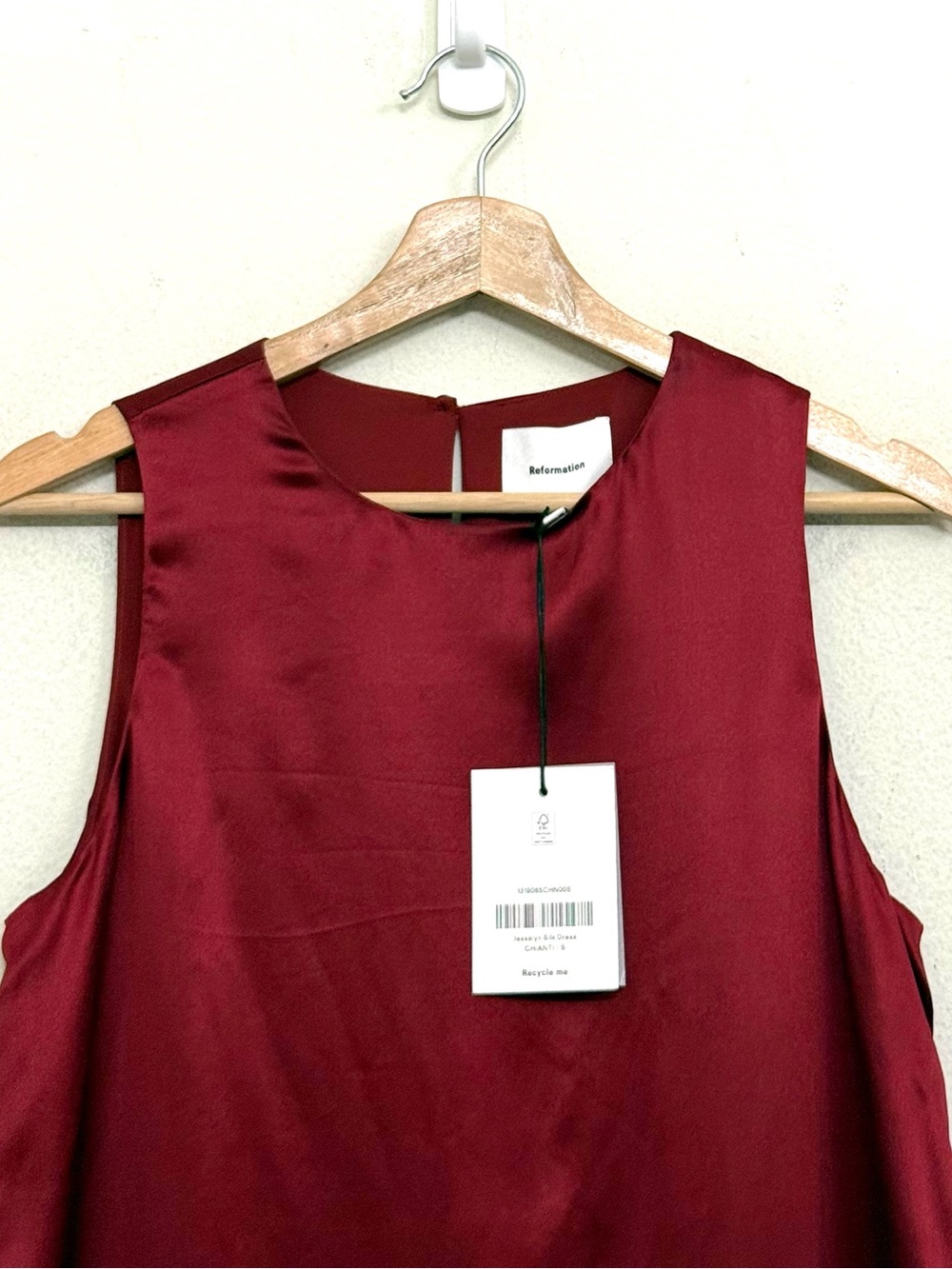 NWT Reformation Jessalyn Silk Lace Trim Mini Dress Chianti Burgundy Size S - Picture 8 of 17